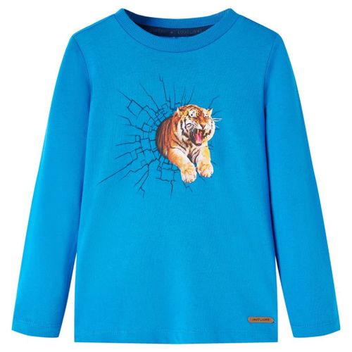 T-Shirt Enfants À Manches Longues Imprimé Tigre Bleu Cobalt 92