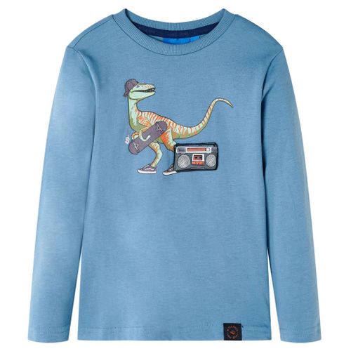 T-Shirt Enfants À Manches Longues Imprimé Dinosaure Bleu Moyen 116