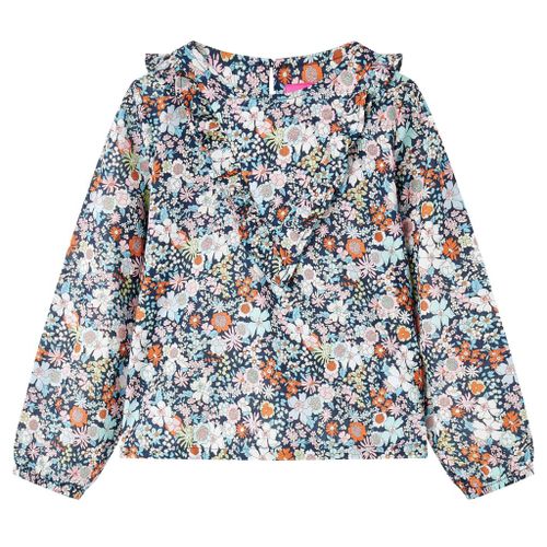 Chemise Pour Enfants À Manches Longues Imprimé Floral Bleu Foncé 104