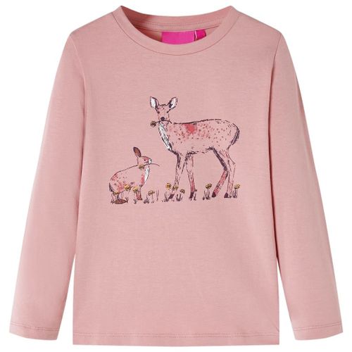 T-Shirt Pour Enfants À Manches Longues Imprimé Cerf Et Lapin Rose 92