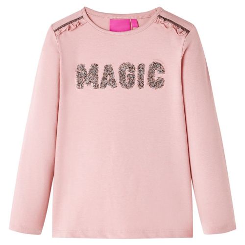 T-Shirt Enfants À Manches Longues Imprimé Mot Pailleté Rose Clair 128