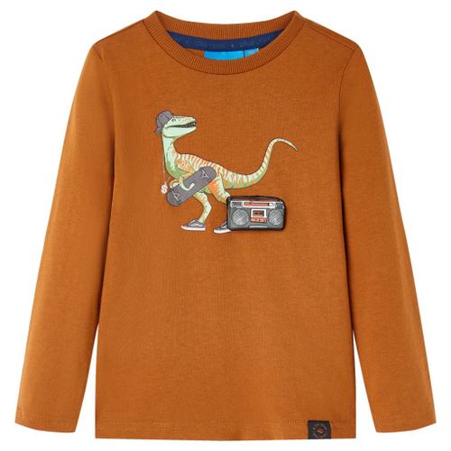 T-Shirt Enfants À Manches Longues Imprimé Dinosaure Cognac 104
