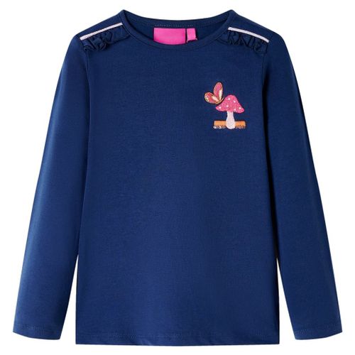 T-Shirt Enfants À Manches Longues Imprimé Champignon Bleu Marine 116