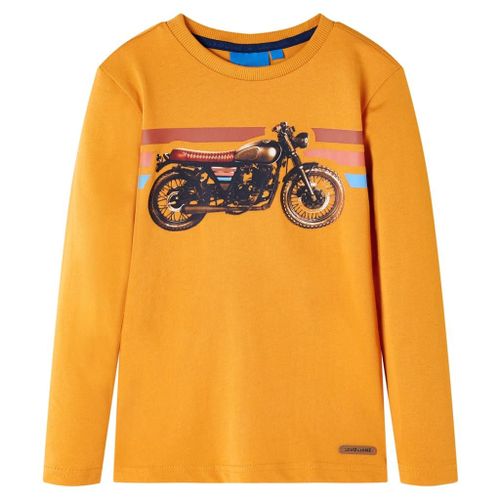 T-Shirt Enfants À Manches Longues Imprimé Motocyclette Ocre 116