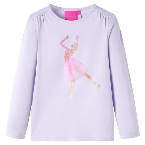 T-Shirt Enfants À Manches Longues Imprimé Ballerine Lilas Clair 104