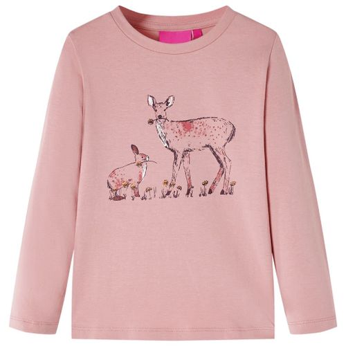 T-Shirt Pour Enfants À Manches Longues Imprimé Cerf Et Lapin Rose 104