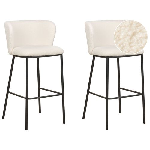 Lot De 2 Chaises De Bar Bouclé Blanc Mina