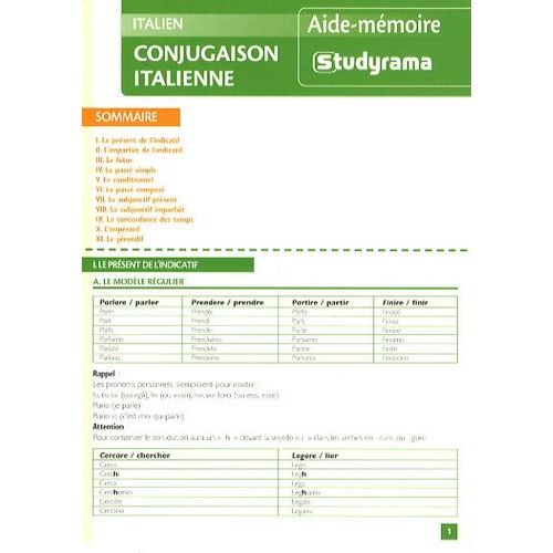 Conjugaison Italienne