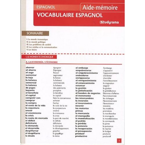 Vocabulaire Espagnol