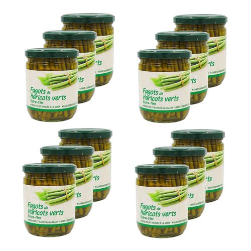 Lot 12x Fagots Haricots Verts Extra Fins - Bocal 405g