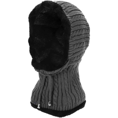 2 En 1 Chapeau Chaud En Tricot Polaire - Gris Chauffe-Cou Chauffe-Oreilles Chapeau De Cycliste Chapeau De Camping Chapeau De Snowboard Neutre