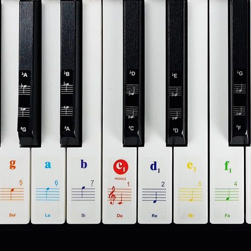 Imelod Stickers Pour 49/61/76/88 Touches, Piano Et Clavier Notes De Musique Ensemble De Stickers Pour Les Touches De Blanc Et Noir, Transparent Et Amovible(Colorés)