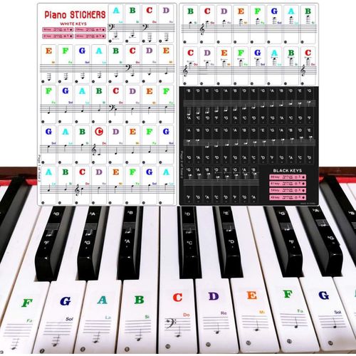 Amovibles Autocollants De Clavier De Piano Touches Note Autocollant Pour Touches Noires Et Blanches Stickers Musique Clavier Pour 49/61/54/88 Touches Pour Débutants Apprentissage Du Piano