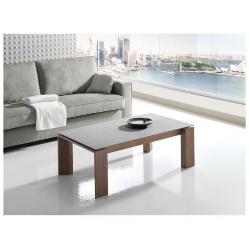 Table basse relevable ECO 115 x 65 x 40 cm pieds noyer plateau ...