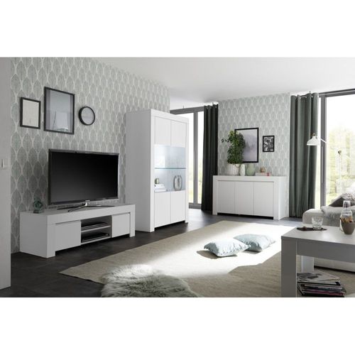 Buffet 3 Portes, Collection Zefir, Coloris Blanc Mat, Idéal Pour Votre Salon Ou Salle À Manger
