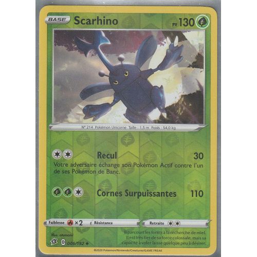 Carte Pokémon - Scarhino - 006/192 - Reverse - Eb2 Clash Des Rebelles