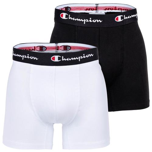 Champion Trunks Pour Homme, Lot De 2 -Boxers, Coton, Logo À La Taille, Uni Blanc/Noir 2xl (Xx-Large)