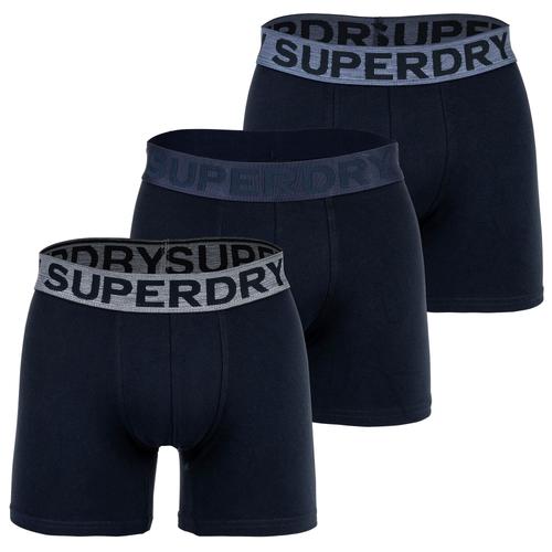 Superdry Herren Boxershorts, 3er Pack - Boxer Triple Pack, Logobund, Organic Cotton Noir M (Medium)