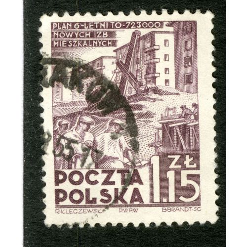Timbre Oblitéré Poczta Polska, Plan 6-Letni To - 723000 Nowych Izb Mieszkalnych, 1.15 Zl