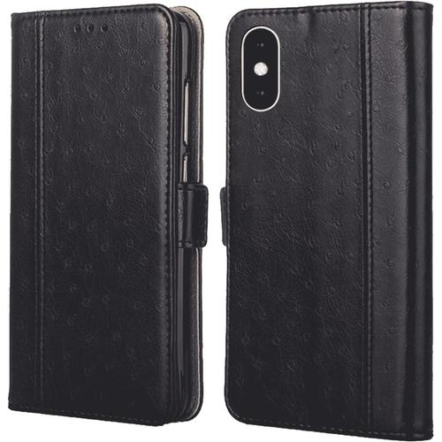 Coque Rabat Compatible Xiaomi Mi Mix 2s Magnétique Flip Téléphone Cover Pu Cuir Protection Portefeuille Etui Avec Porte Cartes Fonction De Support Case Housse Antichoc Noir