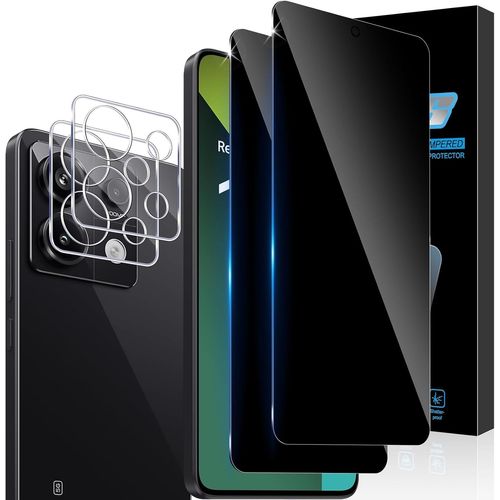 Trahoo-Verre Trempé Anti-Espion Couverture Complète Pour Xiaomi Redmi Note 13 Pro 5g Avec Hd Caméra Arrière Protecteur [2+2 Pcs], Dureté 9h Privacy Film Protection Écran De Confidentialité