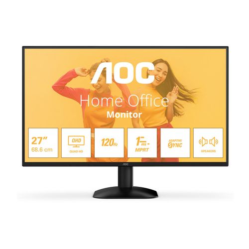 AOC Basic-line Q27B35S3 - Écran LED - 27" - 2560 x 1440 QHD @ 120 Hz - IPS - 300 cd/m² - 1500:1 - 1 ms - HDMI, DisplayPort - haut-parleurs - noir