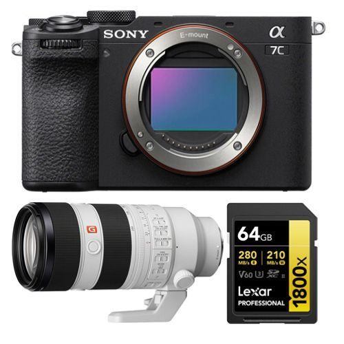 Sony Alpha A7C II Corps Noir+Sony FE 70-200mm f2.8 GM OSS II + Lexar 64Go Professional 1800x UHS-II Carte mémoire SDXC