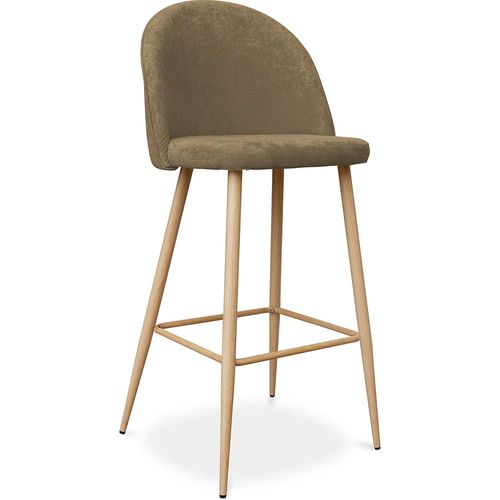 Tabouret Tapissé En Tissu - Design Scandinave - 73cm - Bennett Taupe