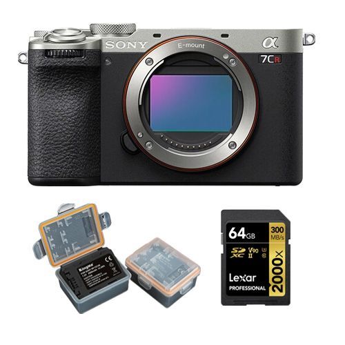 Sony Alpha a7CR (argent) Appareil photo sans miroir+carte mémoire Lexar 64Go professionnelle 2000x UHS-II SDXC+Kingma 2000 mAh (Sony NP-FZ100) batterie