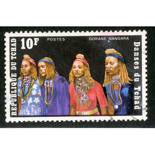 Timbre Oblitéré République Du Tchad, Gorane Nangara, Danses Du Tchad, Postes, 10 F