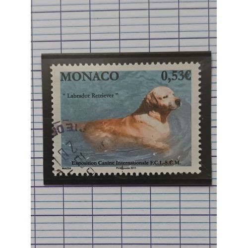 - L258 -- Timbre Oblitéré Monaco N ° 2765 -- Année 2011 -- " Exposition Canine Internationale : Labrador Retriever Dans L'eau ".
