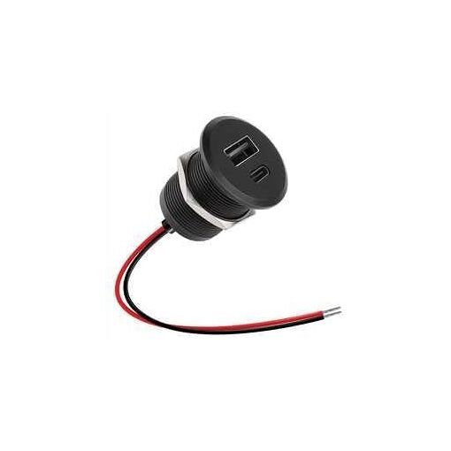BAIFULAI 2 stuks USB C-stopcontact, 12 V, camper, aluminium, 18 W, QC 3.0 en 30 W, PD 3.0, auto, 12 volt, caravan, snellader, jacht, USB-aansluiting, inbouwbus voor caravans, aanhanger, vrachtwagen