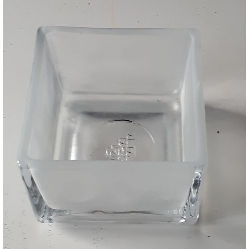 Porte Bougie PartyLite en verre épais transparent et parois opaques forme carrée 9x9x7cm -vendu vide