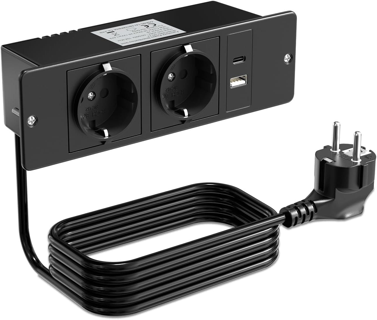 Prise de Table 2 Prises avec USB C 20W, Prises Multiprise avec USB ...