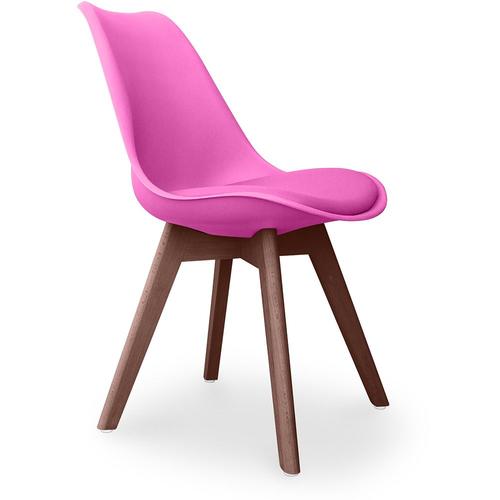 Premium Chaise Brielle Au Design Scandinave Avec Coussin - Pieds Sombres Fuchsia