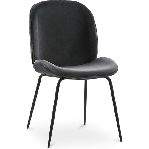 Chaise À Manger Accent Velours Tapissée Scandi Retro Design - Cyrus Gris Foncé