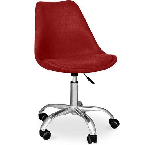 Chaise De Bureau Rembourrée - Avec Roulettes - Tulipe Rouge