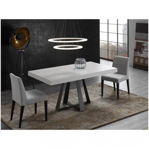 Table Repas Extensible Cross 10 Couverts 160/254x90cm Pied Métal Noir Plateau Céramique Hidra