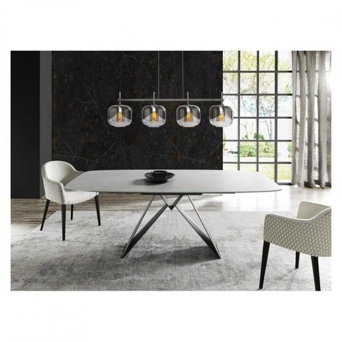 Table Repas Infinity 6 Couverts 160 X 94 X 76 Cm Pied Métal Noir Plateau Céramique Hidra