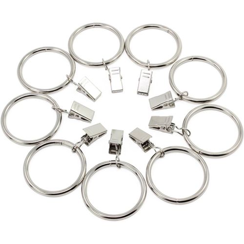 20 Pièces Anneaux De Rideau Avec Pince, 38mm Diamètre Intérieur (Argent) Anneaux De Suspension De Rideaux En Acier Inoxydable Avec Des Clips Pour Rideau Photos Décoration