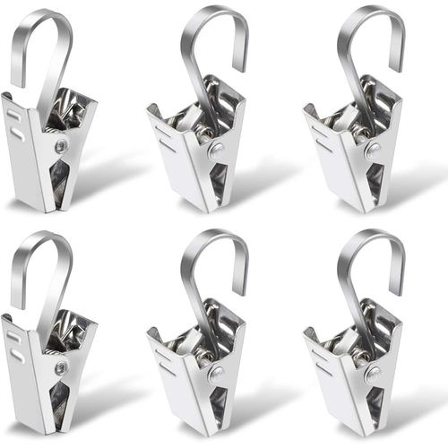 100 Pièces Anneaux Rideaux Avec Pince,Argent, Acier Inoxydable Accroche Rideau Anneaux À Pince Pour La Décoration De La Fenêtre De La Maison Photos Artisanat
