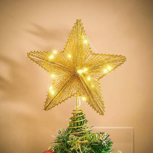 11.3 Pouce Etoile Sapin Noël Pentagramme Decoration, LED Etoile de Noel Scintillant Arbre Noël Sapin Topper Or Ornements d'arbre de Noël Décor Treetop de Fête de Noël pour Sapin,Or