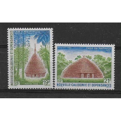 Nouvelle-Caledonie 1988 : Cases Indigènes : Case À Mwarindou (Région De Conola) / Case De Nathalo (Lifou) : Série Entière De 2 Timbres À 40 F. Neufs **