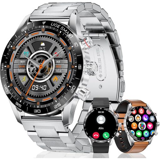 Montre Connectée Homme(3 Bracelets),1.43"" AMOLED Montre Connecté a...