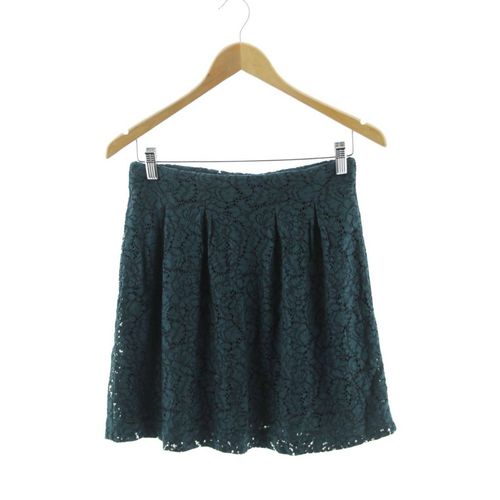 Jupe Courte Évasée Doublure Brodée Femme En Dentelle Broderie Tulle Look Sexy Bohème Hippie Chic Romantique Romance Mode Camaïeu Bleue Paon Verte Canard Taille S 36 Neuf New