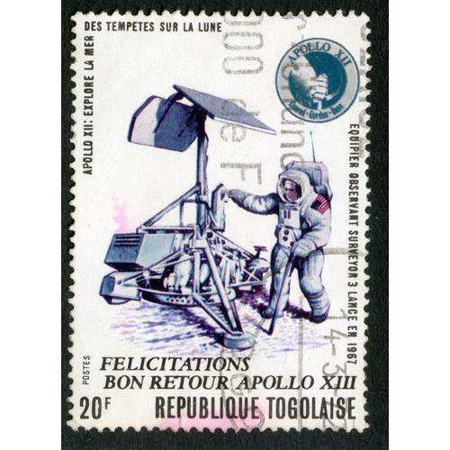 Timbre Oblitéré République Togolaise, Félicitations, Bon Retour Apollo Xiii, Postes, 20 F