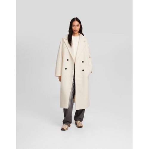  Manteau Long Cache-C?Ur Bouclette Double Boutonnage Femme M Écru