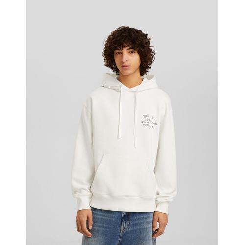  Sweat Capuche Oversize Imprimé Homme Xl Blanc