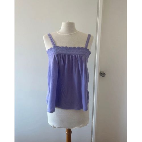Top Débardeur Dentelle Violet H&m Col Carré Champêtre / Tank Top Purple Lace Country Square Collar
