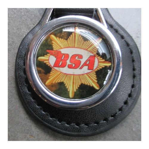 Porte Clé Logo Bsa Doré Et Rouge Moto Anglaise En Simili Cuir Et Métal